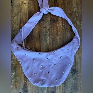 Maje Knotted - Bow - Studded Leather Bag Purse In Pink Msrp $385